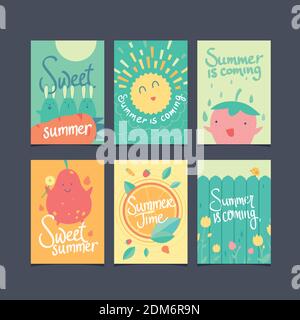 Ensemble vectoriel de cartes d'été, affiche, prospectus, brochures, modèle de bannière. Éléments de conception d'illustrations vectorielles. Illustration de Vecteur