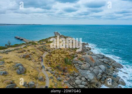 Paysage de l'île de Granite près de Victor Harbor en Australie Banque D'Images