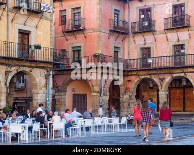 One of the charming corners of the Main Square (Plaza Mayor) - Leon, Castile and Leon, Spain Stock Photo