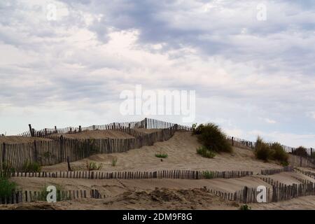 Béack d'Espiguette dans la Camargue Gardoise avec ses dunes, au sud de la France Banque D'Images