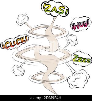 Tourbillon avec des bulles d'expressions comiques Illustration de Vecteur