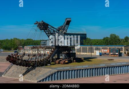 Pelle hydraulique à roue de seau Mosquito dans le musée en plein air de Ferropolis, ville de fer, Gräfenhainichen, Saxe-Anhalt Banque D'Images