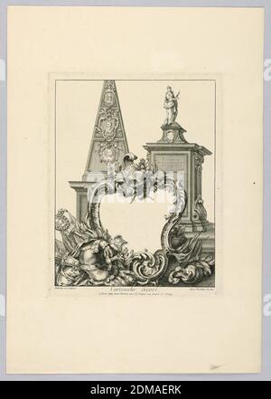 Décoré de la cartouche avec des monuments, Pierre Edme Babel, français, ca. 1720-1775, Jacques Chéreau, français, 1688–1776, gravure sur papier, décoré de la cartouche avec des monuments., France, 1720–1775, imprimé Banque D'Images