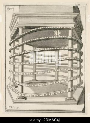 Design pour une horloge, pl. XVII de 'Recueil d'Ouvrages Curieux de Mathematique et de MECANIQUE, ou Description du Cabinet', Gaspard Grollier de Seviere II, Français, 1677 - 1745, gravure sur papier, France, 1719, Imprimer Banque D'Images