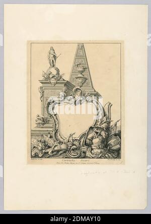 Décoré de la cartouche avec des monuments, Pierre Edme Babel, français, ca. 1720-1775, Jacques Chéreau, français, 1688–1776, gravure sur papier, décoré de la cartouche avec des monuments., France, 1720–1775, imprimé Banque D'Images