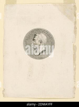 Portrait de Giambattista Bodoni (1740-1813), gravure sur papier, portrait circulaire d'une forme de médaille. Illustration de la tête uniquement. Dans la vue de profil., Italie, 1802, Imprimer Banque D'Images