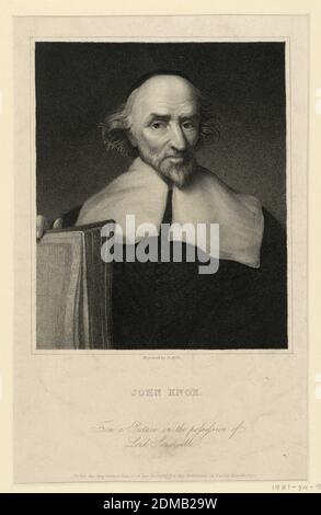 Portrait de John KNOX (1505-1572), Benjamin Hall, 1808 - 1884, gravure en ligne et en pointillé, portrait en demi-longueur en vue frontale. La main droite repose sur un livre à gauche. Après artiste inconnu., Angleterre, ca. 1836, Imprimer Banque D'Images