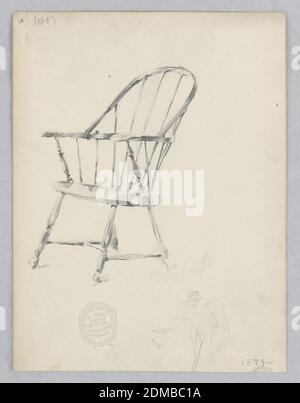 Président, Robert Frederick Blum, américain, 1857–1903, Graphite sur papier vélin, chaise avec jambe gauche illustrée devant, États-Unis, 1879, mobilier, dessin Banque D'Images