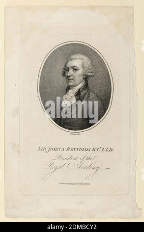 Portrait de Sir Joshua Reynolds, président de l'Académie royale, Jean Condé, français, actif en Angleterre, mort en 1794, gravure sur papier, Angleterre, 1793, imprimé Banque D'Images