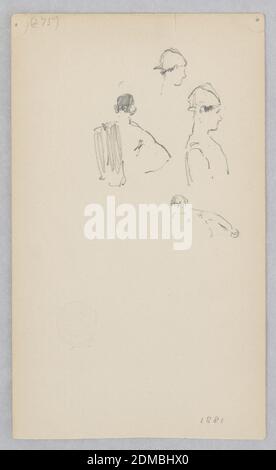 Man, Robert Frederick Blum, cuisine américaine, 1857–1903, Graphite sur papier vélin, quatre croquis d'une figure masculine, États-Unis, 1881, figures, dessin Banque D'Images