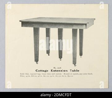 Conception pour table d'extension Cottage, A.N. Davenport Co., Photographie sur papier glacé à la crème épaisse, corps rectangulaire soulevé sur cinq pieds tentallés simples sur roulettes., 1900–05, mobilier, Photographie, Photographie Banque D'Images