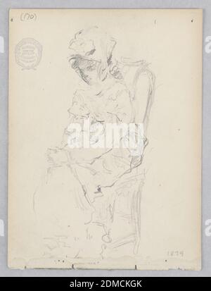 Woman, Robert Frederick Blum, cuisine américaine, 1857–1903, Graphite sur papier vélin., dessin d'une femme portant une robe assise sur une chaise., États-Unis, 1879, costume et accessoires, dessin Banque D'Images