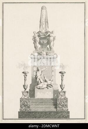 Catafalque, Jean-Michel Moreau le Jeune, (français, 1741–1814), Etching, 1781, architecture, Imprimer Banque D'Images