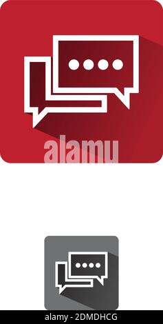 Créatif, vecteur d'icône de chat bulle isolé sur fond carré rouge. ICÔNE DE chat D'APPLICATION symbole moderne pour le graphisme et le web design. Illustration vectorielle EPS.8 Illustration de Vecteur