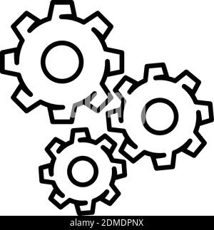 Silhouette mécanique Gears Icon Vector dans un style moderne de contour plat pour le web, le graphisme et le design mobile. Illustration de Vecteur