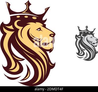 Illustration vectorielle dessin tête de lion avec couronne sur la tête. Illustration vectorielle EPS.8 EPS.10 Illustration de Vecteur