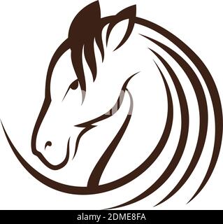 Graphique à tête ronde icône cheval illustration vecteur dans le style moderne plat pour le Web. Vecteur d'icône de cheval à tête noire isolé sur fond blanc. Vecteur illu Illustration de Vecteur