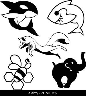 Illustration vectorielle Silhouette Animals. Dessin animé animal vectoriel Illustration de Vecteur