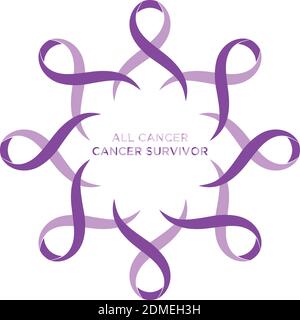 Cancer ribbon lavender or purple color representing the support of tackling cancers. The ribbons circular as a symbol of cancer. Vector illustration E Stock Vector