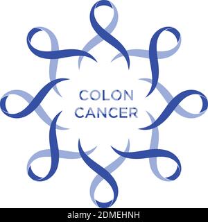 Cancer ribbon dark blue color representing the support of tackling cancers. The ribbons circular as a symbol of cancer. Vector illustration EPS.8 EPS. Stock Vector