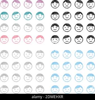 Ensemble d'icônes face Emotions. Illustration de l'élément de conception Illustration de Vecteur