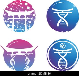 Illustration logo design ADN coloré sur fond blanc. Logo vectoriel coloré Illustration de Vecteur