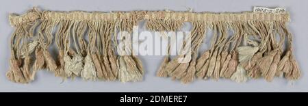 Fringe, Medium: silk Technique: plain weave, Pink and white fringe with a heading and a skirt of twisted loops, each supporting a tuft of the same color., Spain, 17th century, trimmings, Fringe Stock Photo