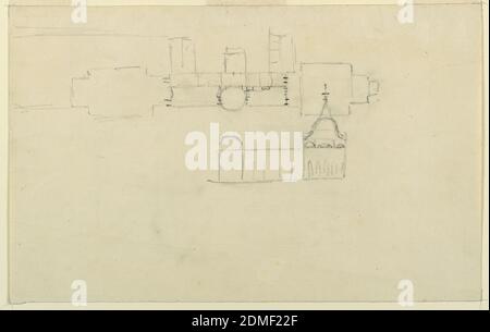 Royal Pavilion, Brighton, George IV, King of England, anglais, 1762 – 1830, Graphite sur papier blanc, l'album original associé à cette collection existe toujours. Voir 1948-40-1 accessoire, Londres, Angleterre, 1817–22, architecture, dessin Banque D'Images