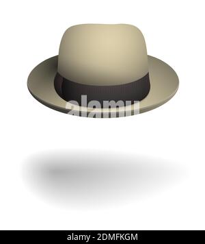 gentleman headdress, chapeau à bord rond beige. Vêtements de printemps et d'automne pour hommes. Vecteur réaliste sur fond blanc Illustration de Vecteur