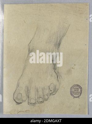 Etude pour un pied, Francis Augustus Lathrop, américain, 1849 - 1909, Graphite sur papier à tracer, UN pied gauche et une cheville, vu de l'avant., USA, ca. 1895, figures, dessin Banque D'Images