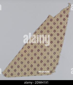 Fragment, Medium: Cotton technique: Imprimé, fragment avec un motif géométrique de frets et de croix dans des rangées alternées dans deux nuances de brun., Angleterre ou Etats-Unis, fin du 19ème siècle, imprimé, teints et peint textiles, fragment Banque D'Images