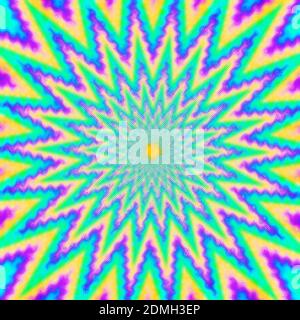 Une image d'arrière-plan en forme de starburst psychédélique ondulée abstraite. Banque D'Images