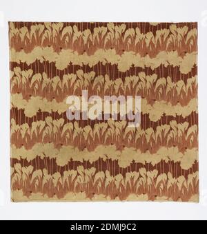 Textile, Arthur Wilcock, Moyen: Coton technique: Imprimé sur velours de trame supplémentaire (velours), velours de coton de couleur crème, imprimé par rouleau dans la conception de lignes horizontales de crocus et de jonquilles, dans les tons de rose terne., Angleterre, ca. 1890, textiles imprimés, teints et peints, textile Banque D'Images