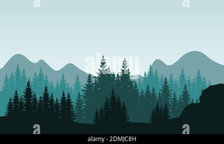 Paysage naturel apaisant dans la campagne. Illustration City Vector Illustration de Vecteur