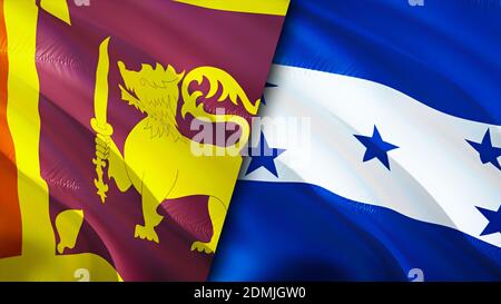 Drapeaux du Sri Lanka et du Honduras. Motif drapeau en relief. Sri Lanka Honduras drapeau, image, fond d'écran. Image Sri Lanka vs Honduras, rendu 3D. Sri Lanka Banque D'Images