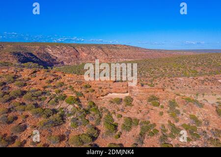 Vue aérienne de la rivière Murchison atteignant la boucle à Kalbarri Parc national en Australie Banque D'Images