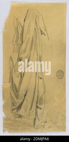 Étude sur la drapererie, Francis Augustus Lathrop, cuisine américaine, 1849 - 1909, Graphite sur papier à tracer, figure debout vue de l'arrière, côté droit illustré., États-Unis, ca. 1895, figures, dessin Banque D'Images