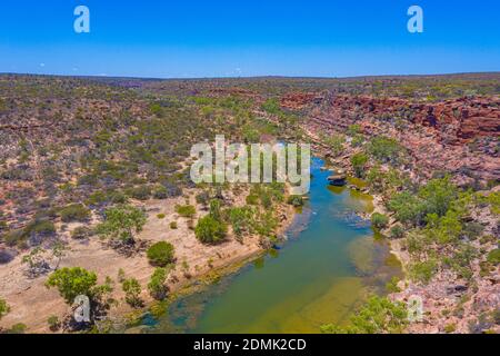 Rivière Murchison traversant le parc national de Kalbarri en Australie guettez les faucons Banque D'Images