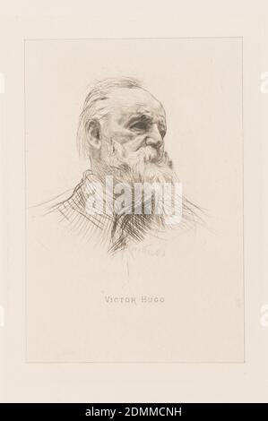 Portrait de Victor Hugo, Auguste Rodin, 1840 – 1917, Drypoint, bordure en point sec sur papier vélin blanc, France, France, 1885, imprimé Banque D'Images