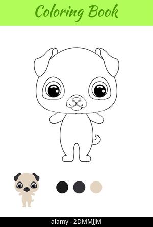 Livre De Coloriage Petit Chien De Pug De Bebe Assis Page De Coloriage Pour Enfants Activite Educative Pour Les Enfants D Age Prescolaire Et Les Tout Petits Avec Un Animal Mignon Image Vectorielle Stock