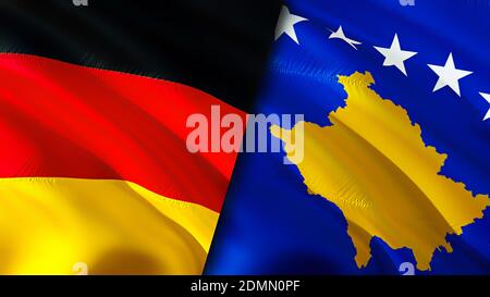 Drapeaux de l'Allemagne et du Kosovo. Motif drapeau en relief. Allemagne drapeau du Kosovo, image, papier peint. Allemagne vs Kosovo image, rendu 3D. Allemagne Kosovo relatio Banque D'Images