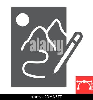 Esquisse d'une icône de glyphe, esquisse et concepteur, graphiques vectoriels de papier et de crayon, icône de trait plein modifiable, eps 10. Illustration de Vecteur