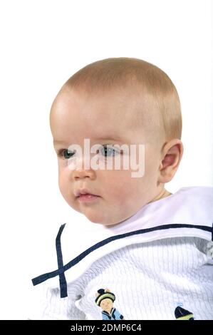Portrait of Baby Boy against White Background Banque D'Images