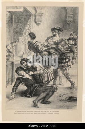 Illustration pour Hamlet : la mort de Hamlet (V,2), Eugène Delacroix, Français, 1798 - 1863, Lithographie sur papier, la mort de Hamlet (V,2), France, 1843, imprimé Banque D'Images
