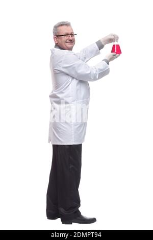 Side view of senior male researcher carrying out scientific research Stock Photo