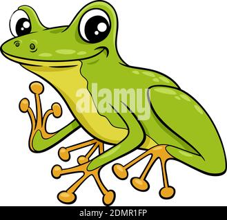 Illustration de dessin animé de joli petit arbre grenouille personnage d'animal de bande dessinée Illustration de Vecteur