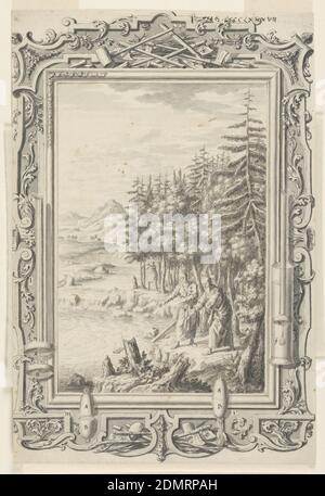 Dessin, Johann Melchior Füssli, Suisse, 1677–1736, Brush et Grey wash, stylo et encre brune sur papier crème, Zürich, Suisse, avant 1731, dessin Banque D'Images