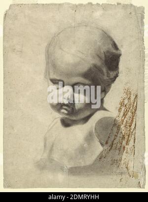 Etude d'un buste d'enfant (à partir d'un plâtre coulé), Leon Dabo, américain, 1868–1960, Charcoal sur papier, le chef de l'enfant a tourné les trois quarts à gauche, le regard dirigé vers la droite, vers le bas. Buste coupé aux bras., États-Unis, 1881–92, figures, dessin Banque D'Images