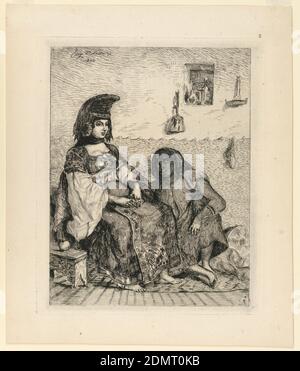 Une juive d'Alger, Eugène Delacroix, français, 1798 - 1863, Etching sur papier, France, 1833, imprimé Banque D'Images