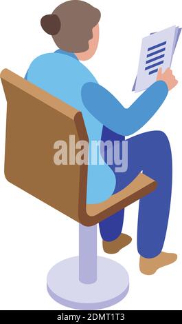 Icône Femme en réunion. Isométrique de la femme en réunion icône de vecteur pour la conception de Web isolée sur fond blanc Illustration de Vecteur